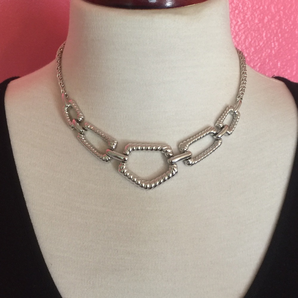 Monet Rope design necklace silver tone 18”